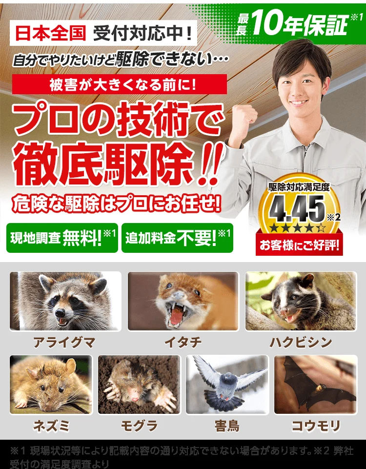害獣駆除110番公式サイトのファーストビュー